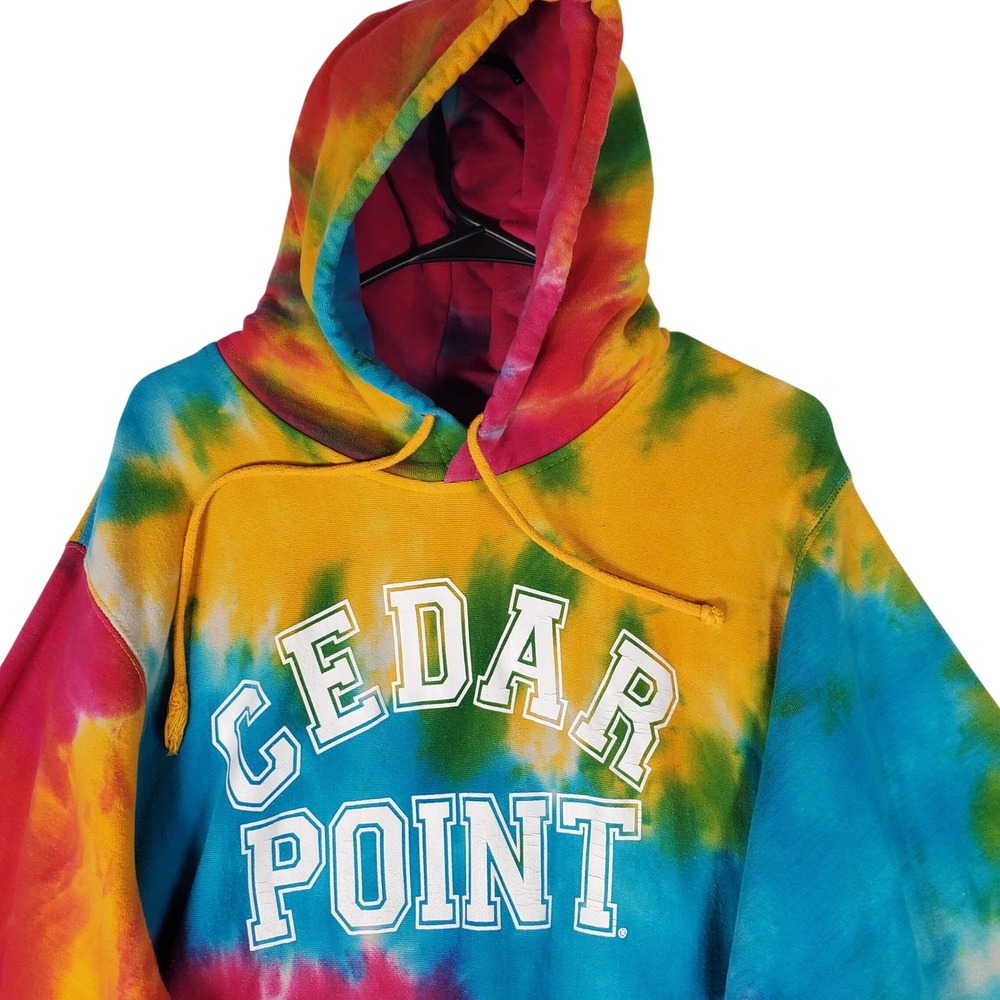 MV Sport Cedar Point Tie Dye Hoodie Sweatshirt Large Multi Color Pro-Weave